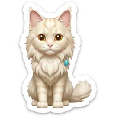 A 3D cartoon cream-white Maine Coon cat with thick fluffy fur, elegant posture, warm soft shadows, Memoji-style cinematic detail. full body or half body. sticker