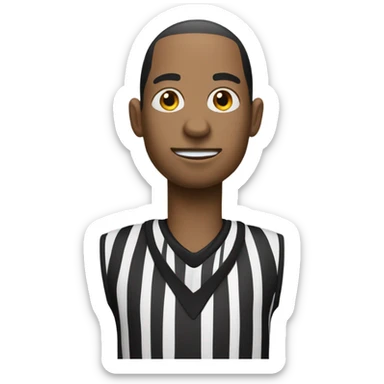 Basketball referee with a zebra face sticker