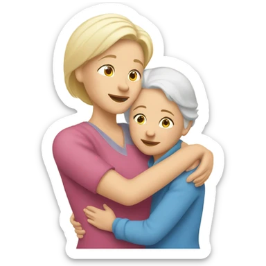 grandmother hugging her blond granddaughter  sticker