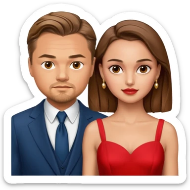 leonardo di caprio and Natalie Portman in a red dress sticker