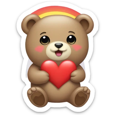 Rainbow bear with heart sticker