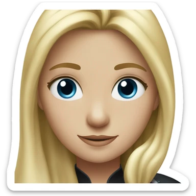blonde girl with blue eyes and her black horse sticker