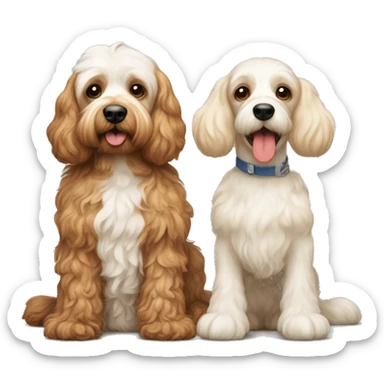 Two cockapoos full body one red cockapoo and one smaller cream color cockapoo  sticker