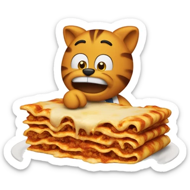 Garfield eating a lasagna  sticker