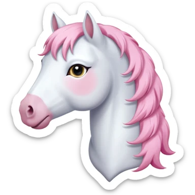 White horse with soft pink hair sticker