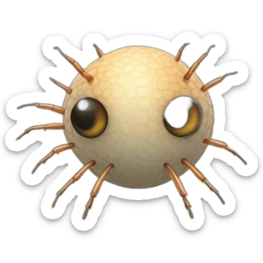3d sphere with a cartoon Silverfish skin texture with big feminine eyes sticker