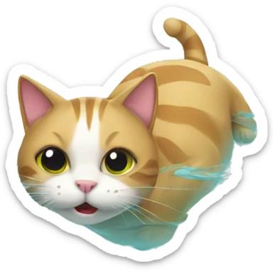 Cat swim sticker