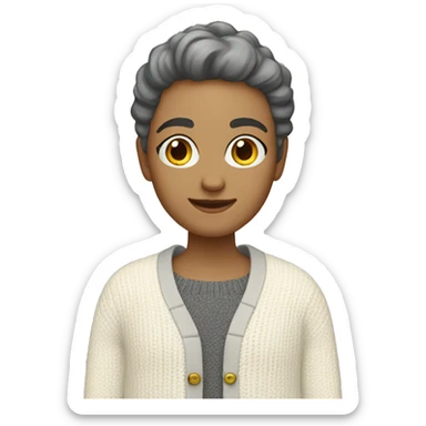 Cream cardigan with grey accents sticker