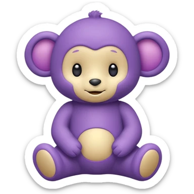 cute tinky-winky teletubby sitting looking like a teddy bear sticker