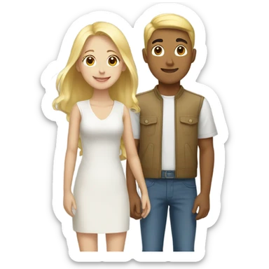 blonde girl asian guy sticker