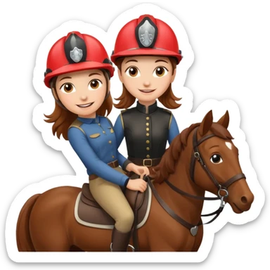 brown haired girl on a cheatnut hporse smiling' sticker