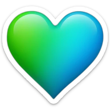 Blue and green heart sticker