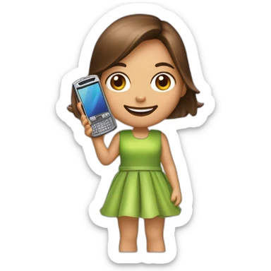 Girl holding Motorola Razr V3 mobile device with the iconic clamshell design sticker