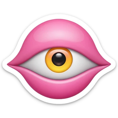 genera un emoji 3d en formato ios de un ojo con eyeliner rosa sticker