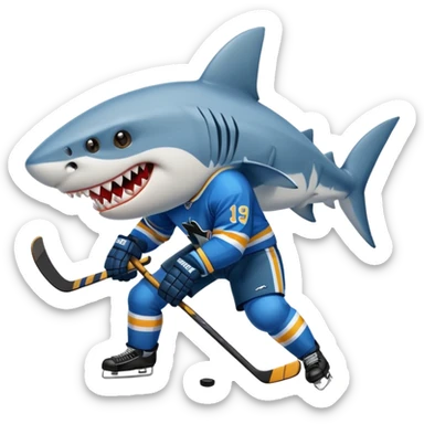 Shark as a hockey player sticker