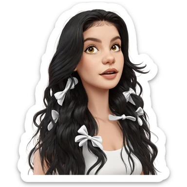 girl with long black hair sticker