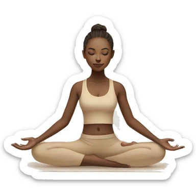 Girl doing yoga in beige tones  sticker