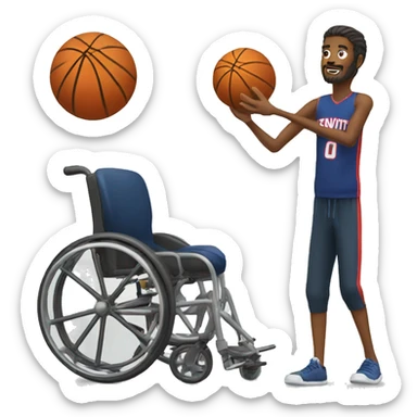 Wheel chair person playing basketball  sticker