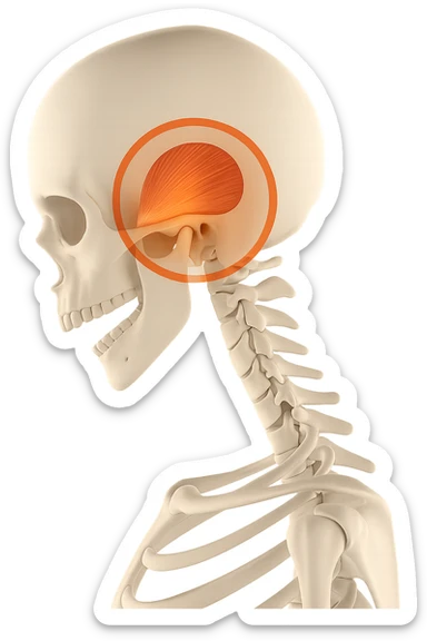 focus su muscolo temporale illuminato con un cerchio sticker