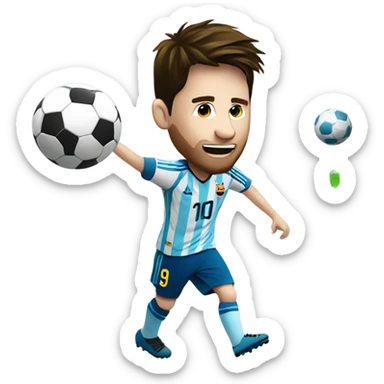 Messi kicking soccer ball into hospital sticker