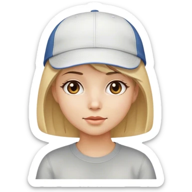 A girl with a bob cut blonde hair wearing cap sticker