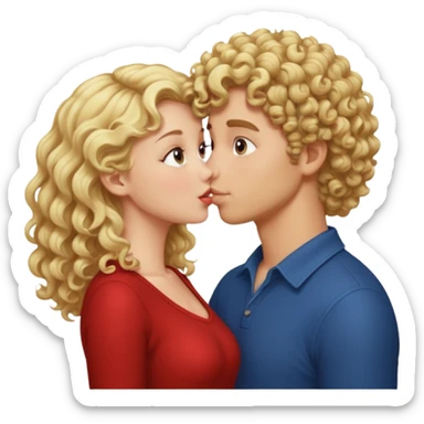 Blonde curly guy kissing on girl butt sticker