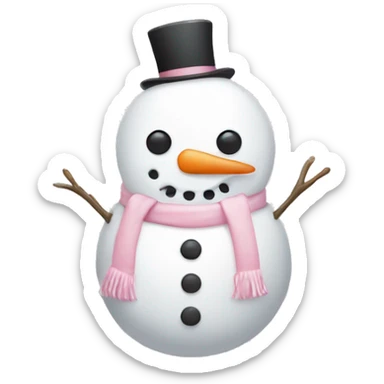 Cute white and light pink snowman sticker