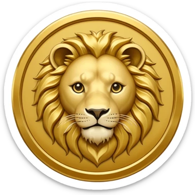 Fais un emoji de pièce d'or ronde avec l'inscription "F" dessus et un lion très détaillé gravé sur la pièce. Le F et le lion doivent être très lisible ainsi que les détails autour de la pièce.Le lion doit être gravé et en 2D il doit pas ressortir, il doit être subtile, le F doit être très visible sticker