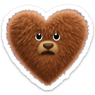 Brown fuzzy heart  sticker