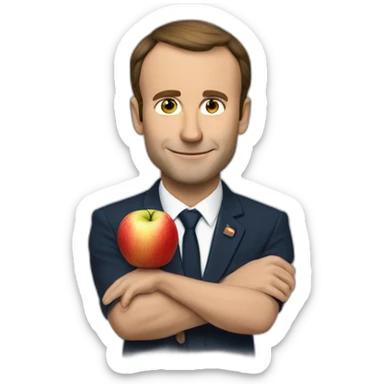 Macron avec une pomme sticker