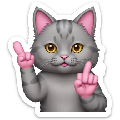 Gray cat giving middle finger sticker