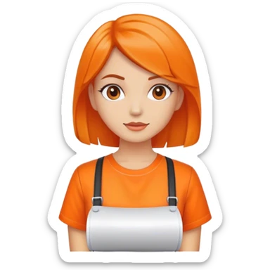 girl hairdresser wearing a orange shirt  sticker