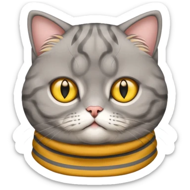 A grey striped Scotch fold with folded ears, a cute cat sticker