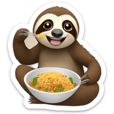 A sloth eating Biriyani  sticker