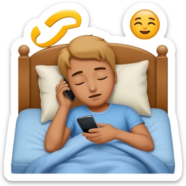 Falling asleep on the phone in bed sticker