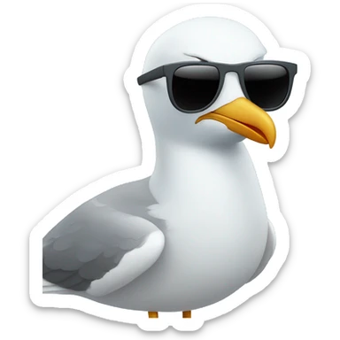 seagull wearing sunglasses with light blue background  sticker