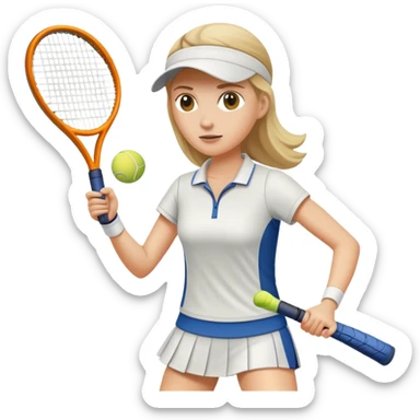 white female play tennis sticker