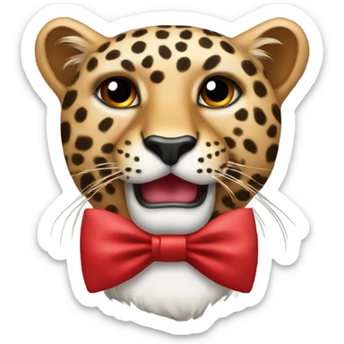 leopard wearing a red bow tie  sticker