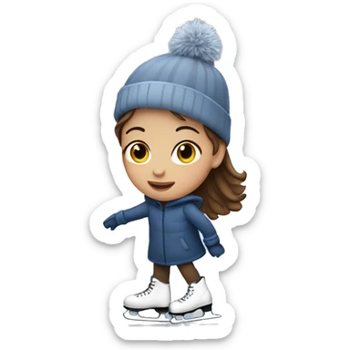 Girl with brown hair Ice skating sticker