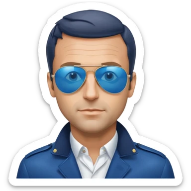 President Macron with mirrored blue aviator sunglasses sticker