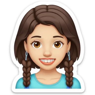 brunette light skin girl with braces sticker