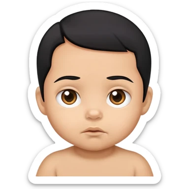 Judgmental baby with black hair and tan skin sticker