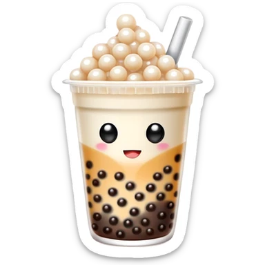 cute boba tea cup with tapioca pearls sticker