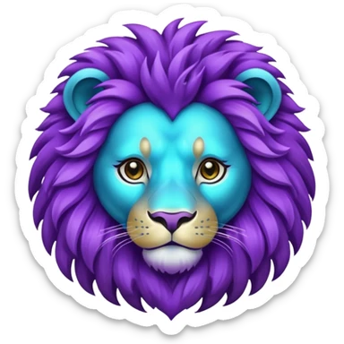 glitter purple and cian lion sticker