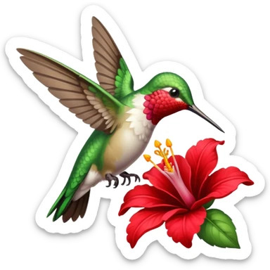 hummingbird drinking nectar from flower sticker