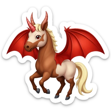 horse with horns and red bat wings sticker