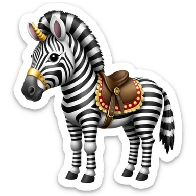Vintage circus zebra wearing feathers and saddle sticker