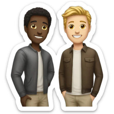 Black guy white guy another white guy plays a game sticker