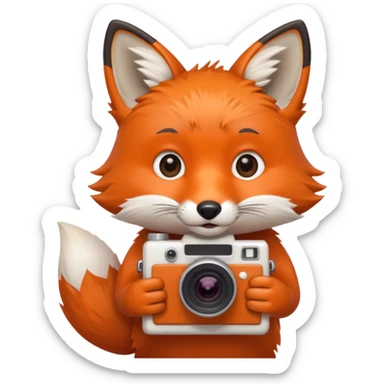 red fox white camera sticker