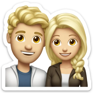 White blond boyfriend Ladung in Bad with white brunette grilfriend sticker